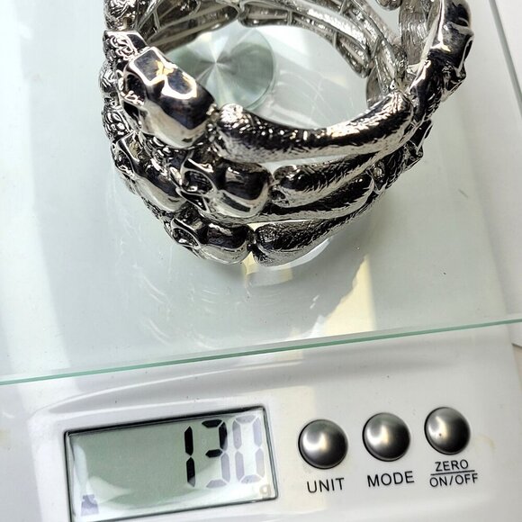 Skull Bracelet Stretchy Punk Rock Bangle Goth Accessory Halloween Jewelry - Picture 10 of 10